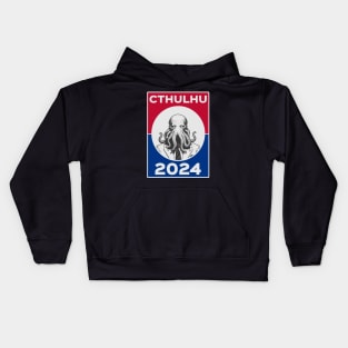 Cthulhu For President USA 2024 Election Red Blue Kids Hoodie